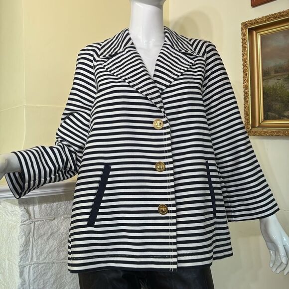 Tommy Hilfiger Navy Blue / White Striped Nautical Jacket - Picture 7 of 11